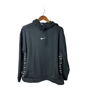 Nike Therma Taping Pullover Hoodie Sweatshirt Pockets AV5903 Womens L‎ black